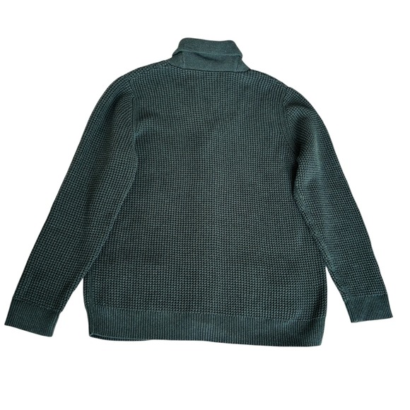 NWOT LL Bean Organic Cotton Waffle Knit Cardigan Shawl Neck Sweater. Sz XL Green - Picture 10 of 14